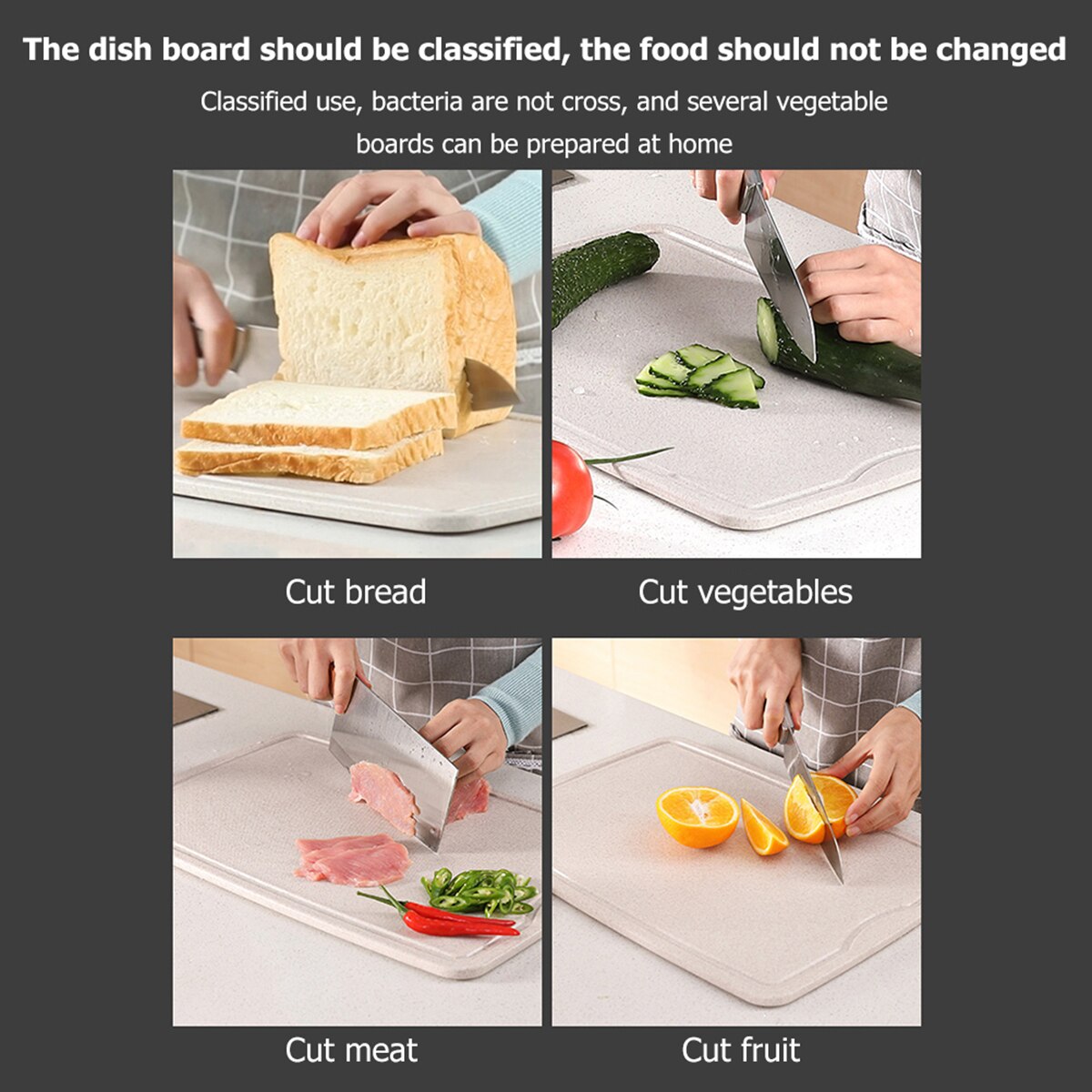 Wheat Straw Chopping Board Multi-function Cutting Board Non-slip Fruit Cutting Board Double-sided Chopping Block for Home