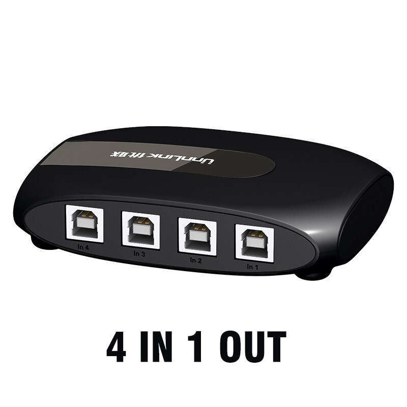Unnlink 2/4 Ports USB-A sélecteur de commutateur ordinateur partage USB périphériques commutateur adaptateur boîte pour U disque Scanner imprimante souris: 4 in 1 out