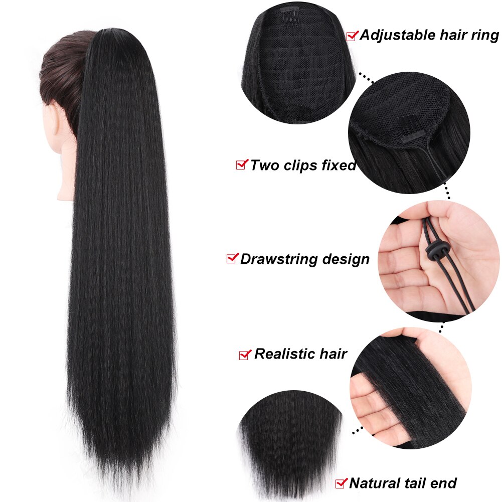 Aisibeauty pitkä afro kinky kihara poninhäntä hiustenpidennys 22 tuumaa synteettinen kiristettävä maissihiuspala naisille musta luonnollinen