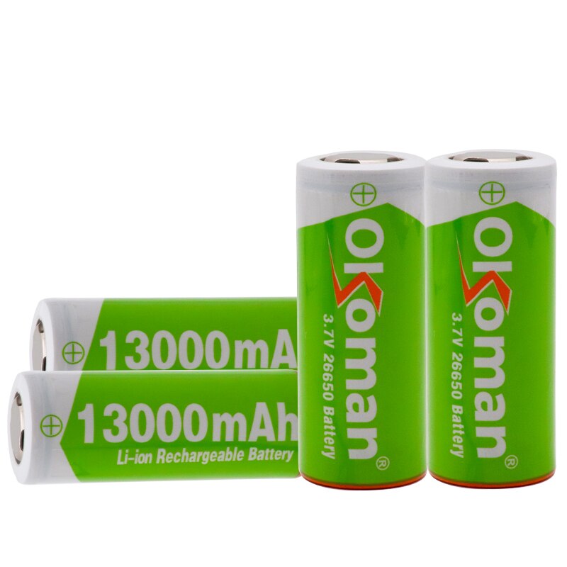 Batteria Ricaricabile 26650 5000mAh 3.7V Con Caricatore USB – 1/2/4 Pezzi