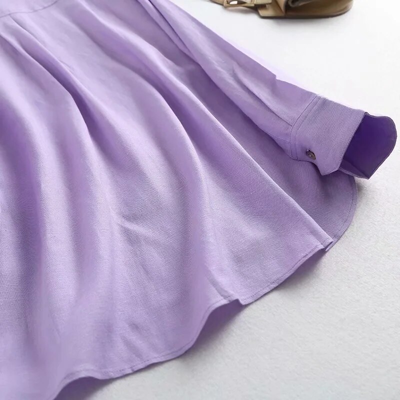 Verwelkte engelse kantoordame, eenvoudige katoenen linnen effen blouse, dames blusas mujer de moda, losse blouse, dames tops en blouse