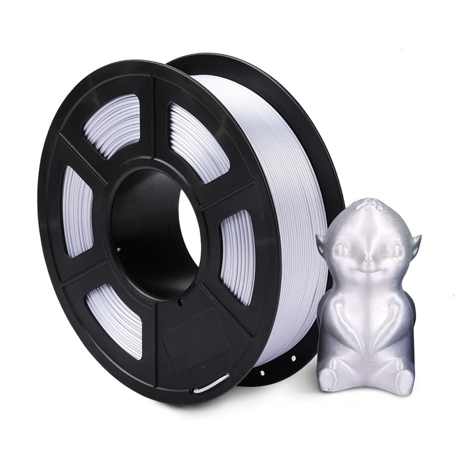 SUNLU Silk 3D PLA Filament 1.75 mm 1kg Close To Silk Feeling 3d Printing Material 3D Printer Filament Plastic PLA: Silk Silver