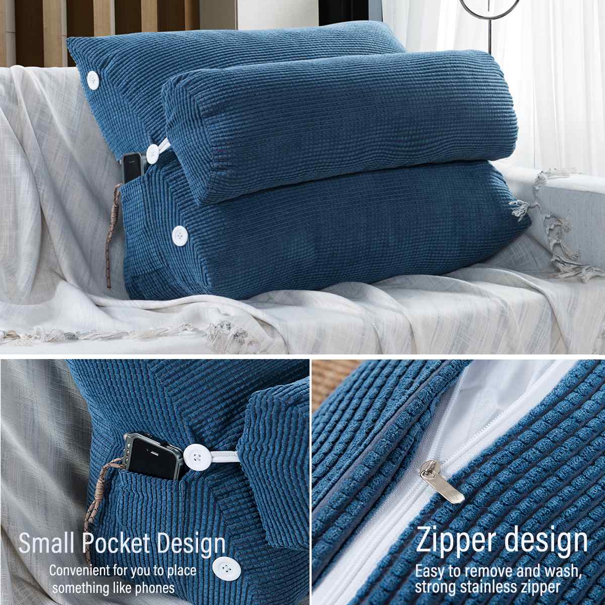 Sofa Cushion Back Pillow Bed Backrest Office Chair Pillow Support Waist Cushion Lounger TV Reading Lumbar Cushion Home Decor