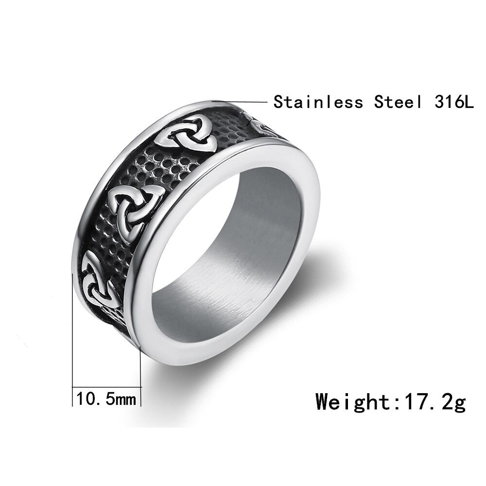Jahrgang Wikinger Ring Männer Jungen Punk 316L Edelstahl nordisch Odin Dreieinigkeit Ring Radfahrer Amulett Wikinger Schmuck Größe 7-13