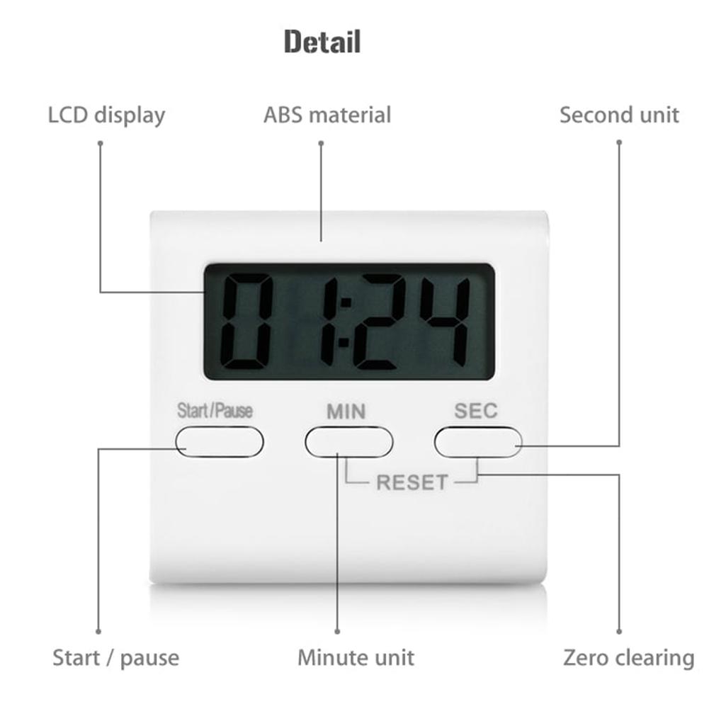 LCD Digital Screen Kitchen Timer Square Cooking Count Up Count Up Countdown Cooking Alarm Stopwatch Clock: Default Title