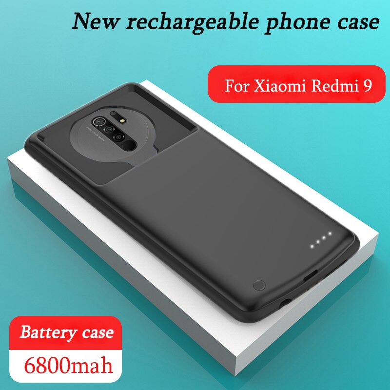 6800Mah Power Bank Acculader Case Voor Xiaomi Redmi 9 Case Externe Backup Opladen Cover Voor Redmi 9 Batterij case