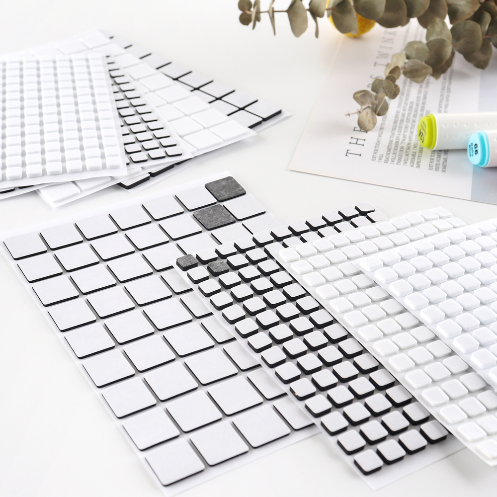 Cinta adhesiva de espuma de doble cara 3D, cinta de sujeción en blanco y negro, pegatinas de pegamento fuerte, tarjetas para álbum de recortes Diy, manualidades, trabajo, 6 hojas