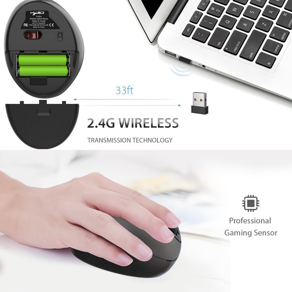 2.4G Wireless Mouse 2400DPI 3 Speed DPI Free Adjustable Ergonomic Optical Vertical Mouse For Computer PC Work Cute Gaming Mice