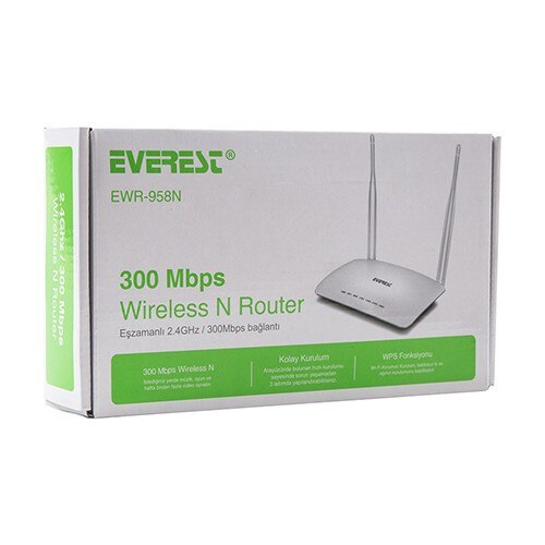 Everest EWR-958N 300 Mbps 1 WAN + 4 LAN Port WISP + Repeater + Access Point 2,4 GHz Weiß Wireless router