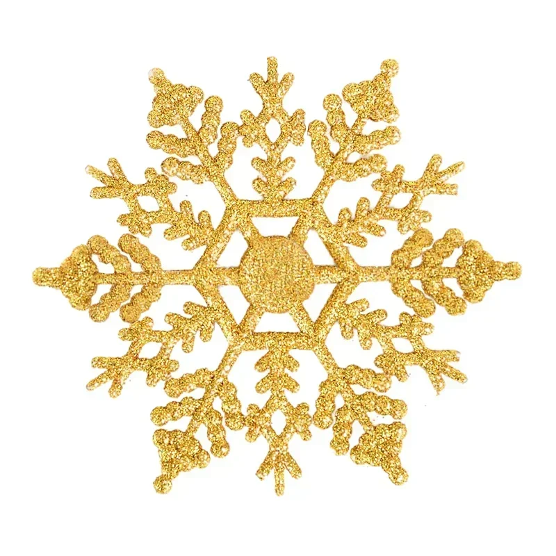 Pack Of 24/12/6 Pieces Snowflakes For Christmas Tree Decoration Blue Snowflakes With Bright Powder Winter Year Hanging Decor: Gold / 11cm