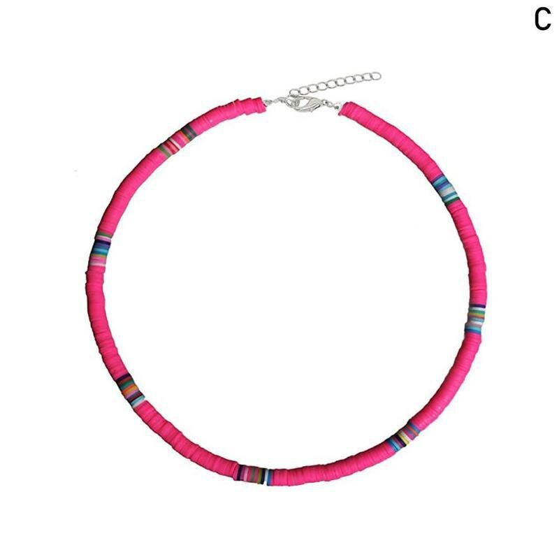 Collar redondo de arcilla suave para mujer, Gargantilla informal a la , joyería multicolor, para accesorios de mujer I0E2: 03
