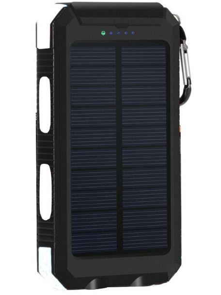 Cargador de batería solar portátil GGX ENERGY 8000mah para teléfono exterior, brújula de Camping + polvo/agua + luz LED + 2 salidas xUSB: Blanco