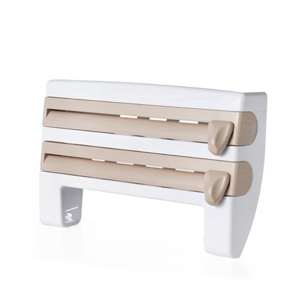 Étagère multifonction avec ruban adhésif double face, support de papier essuie-tout, coupe-film de conservation, outil distributeur: Kaki