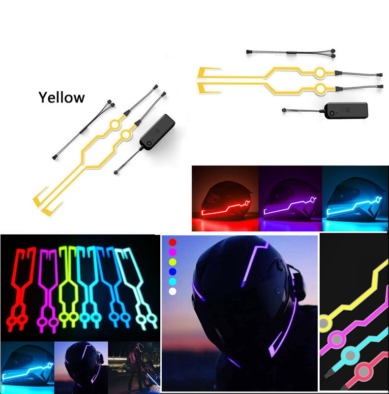 1set Luminous Helmet Motorcycle Cold Light Strip Modified LED Helmet Light Night Riding Light waterproof EL Strip Sticker