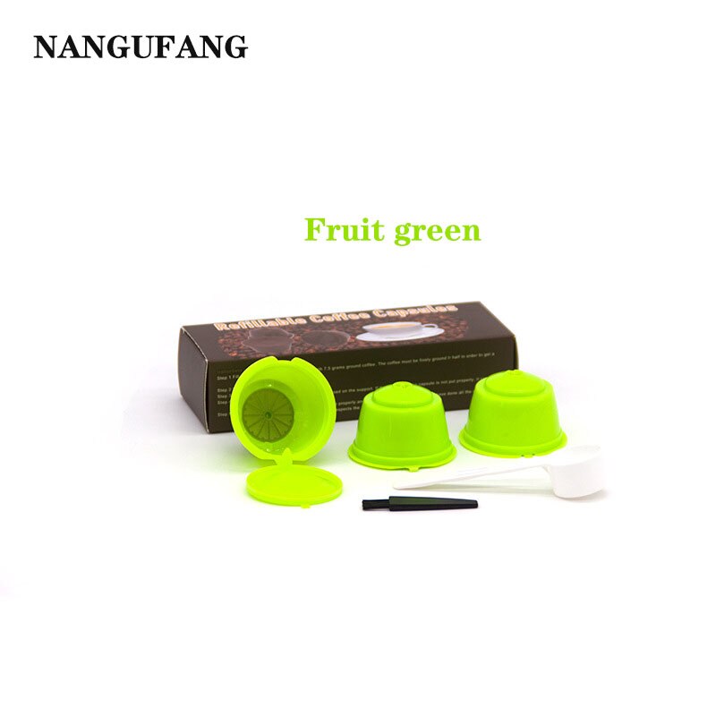 1/2/3pcs reusable coffee filter for Nescafe Dolce capsule filter cup with scoop brush cover，atible Genio Piccolo Esperta Mini Me: 3pcs Fruit green