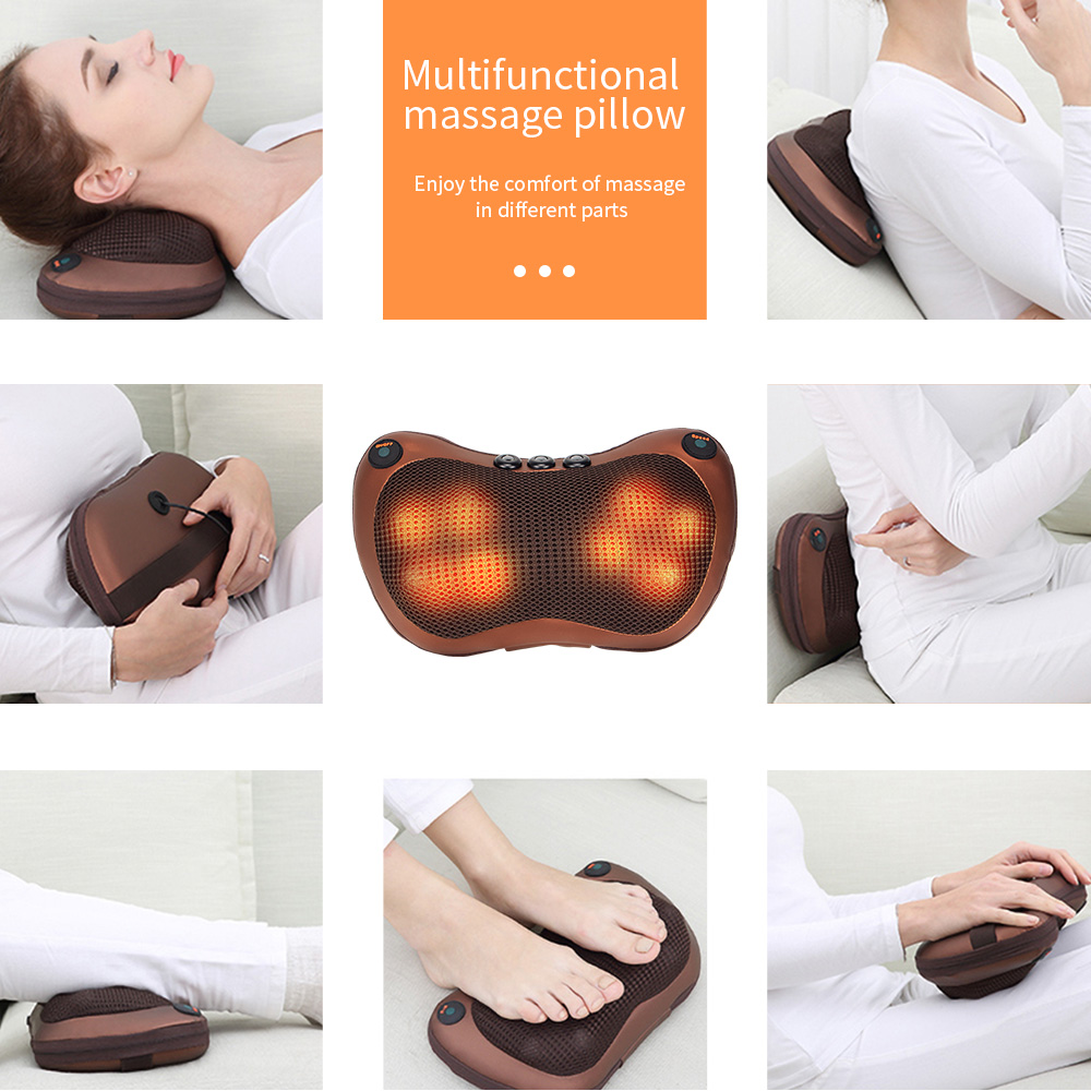 8D Hoofd Elektrische Massage Kussen Infrarood Verwarming Nek Massager Thuis Auto Multifunctionele Shiatsu Massage Ontspanning Body Machine
