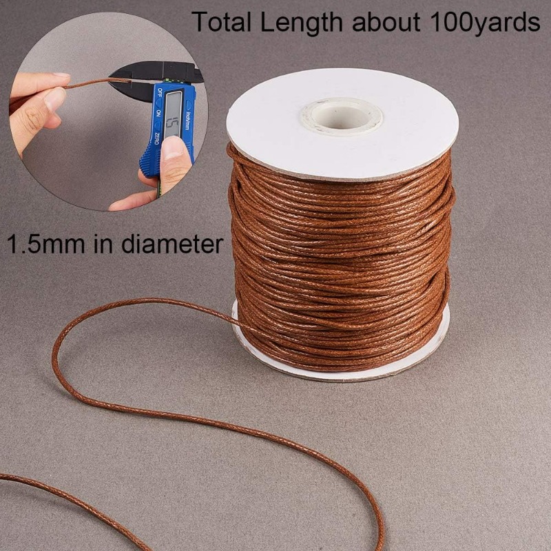 100 Yards Waxed Cord Cotton Waxed Cotton Thread 1.5mm Waxed Beading String Cord for Jewelry Bracelet Making Macrame Crafting
