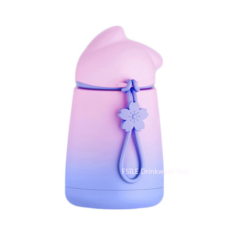 Termo de acero inoxidable para Gato , taza térmica para bebé, botella de agua para niño, termo de gato de dibujos animados, termos para niño: purple 1