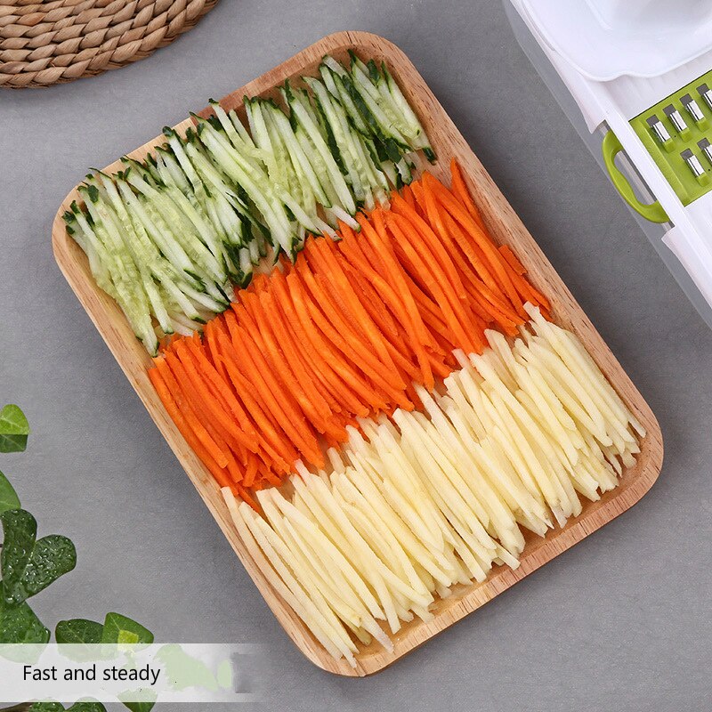 Handleiding Groente Cutter Slicer met 8 Rvs Verwisselbare Messen Ui Aardappel Dunschiller Wortel Rasp Dicer