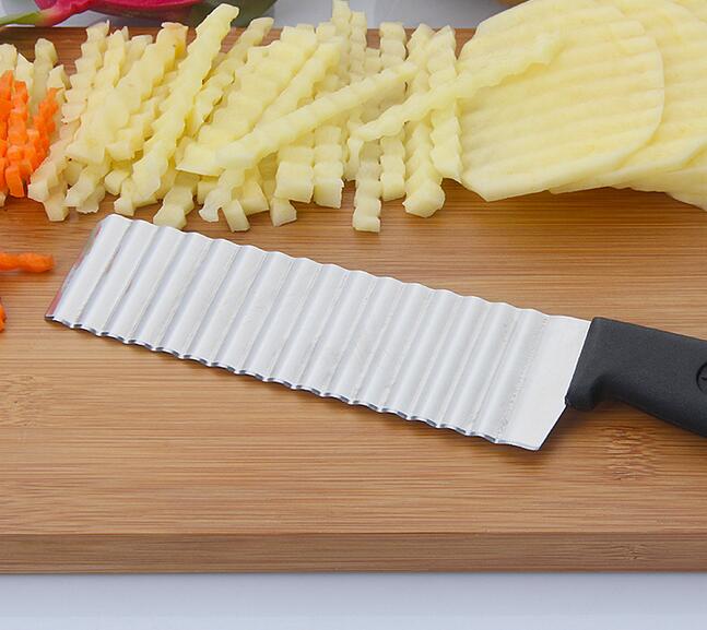 20Pcs Zwart Aardappel Franse Fry Cutter Rvs Keuken Accessoires Gekarteld Mes Snijden Banaan Vruchten Aardappel Wave