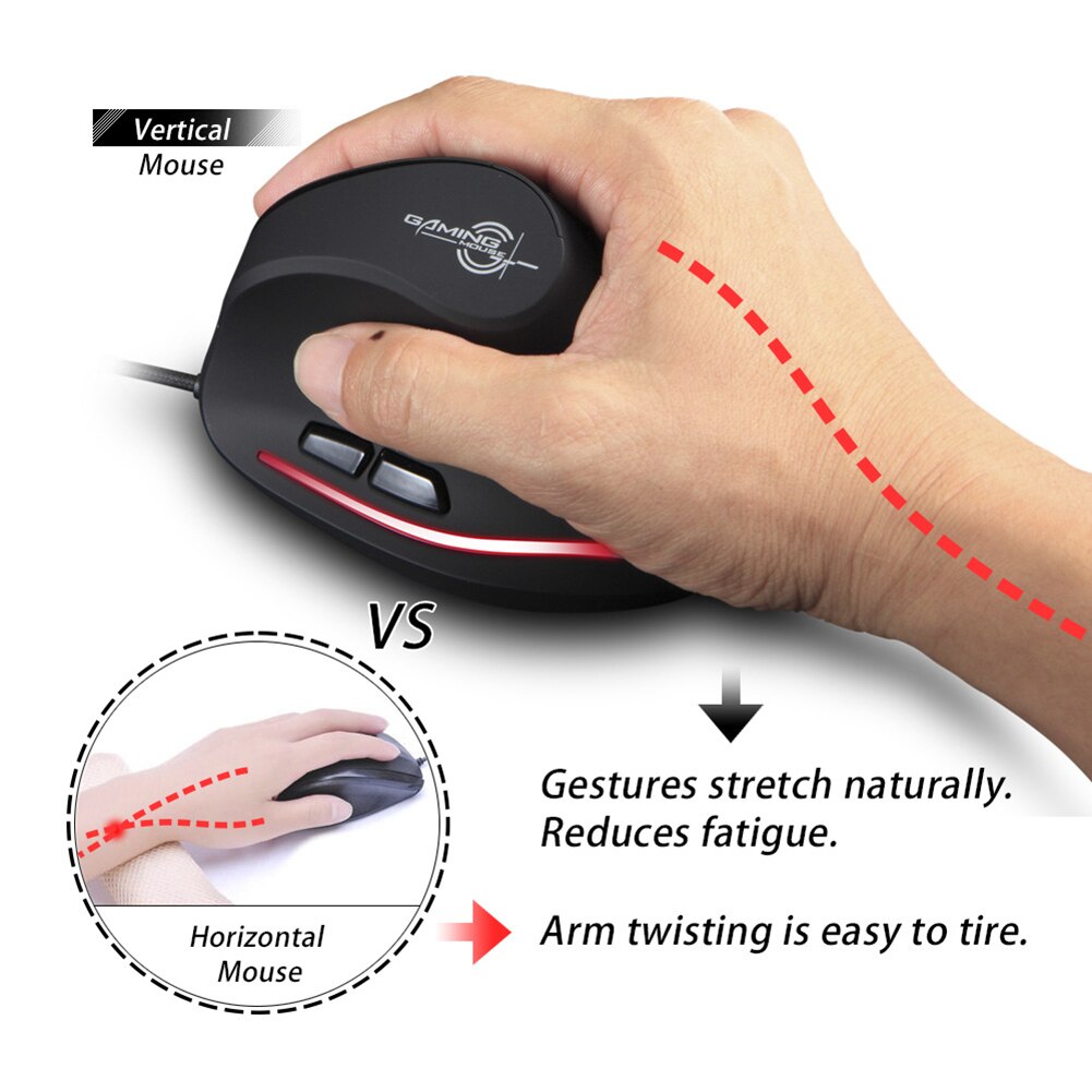 T20 Vertical Gaming Mouse 3200 DPI Adjustable USB Wired Mouse Rechargeable Ergonomic 6 Buttons Gamer Mice for Laptop PC Computer