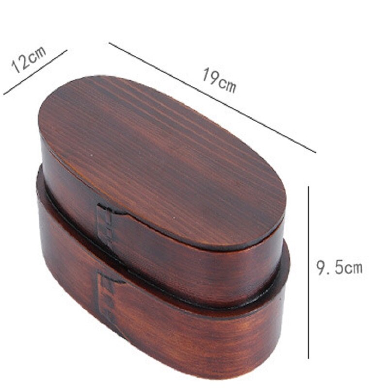 High Japanese-style Double-layer Bento Lunch Box Student Divided Lunch Wooden Sushi Box To Send Chopsticks Strap: C