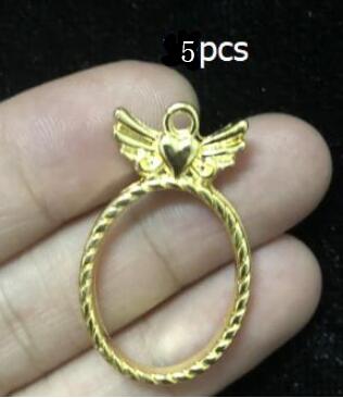 Vintage oval blonder åpne rammer charms gjør-det-selv-harpiks håndverkstilbehør firkantet rundt metall speil anheng smykker hul ramme: 5 stk oval flue