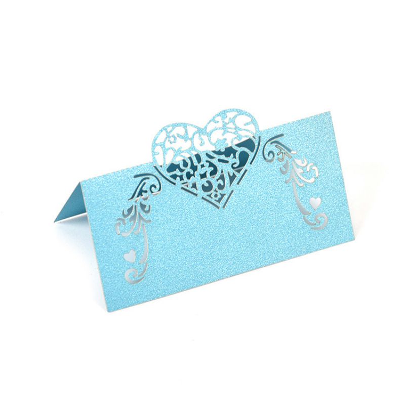 Bord bord kort udhulet bryllup invitation kort kort bord navn beskeder lykønskningskort bryllup fest kort 50 stk.: Ql