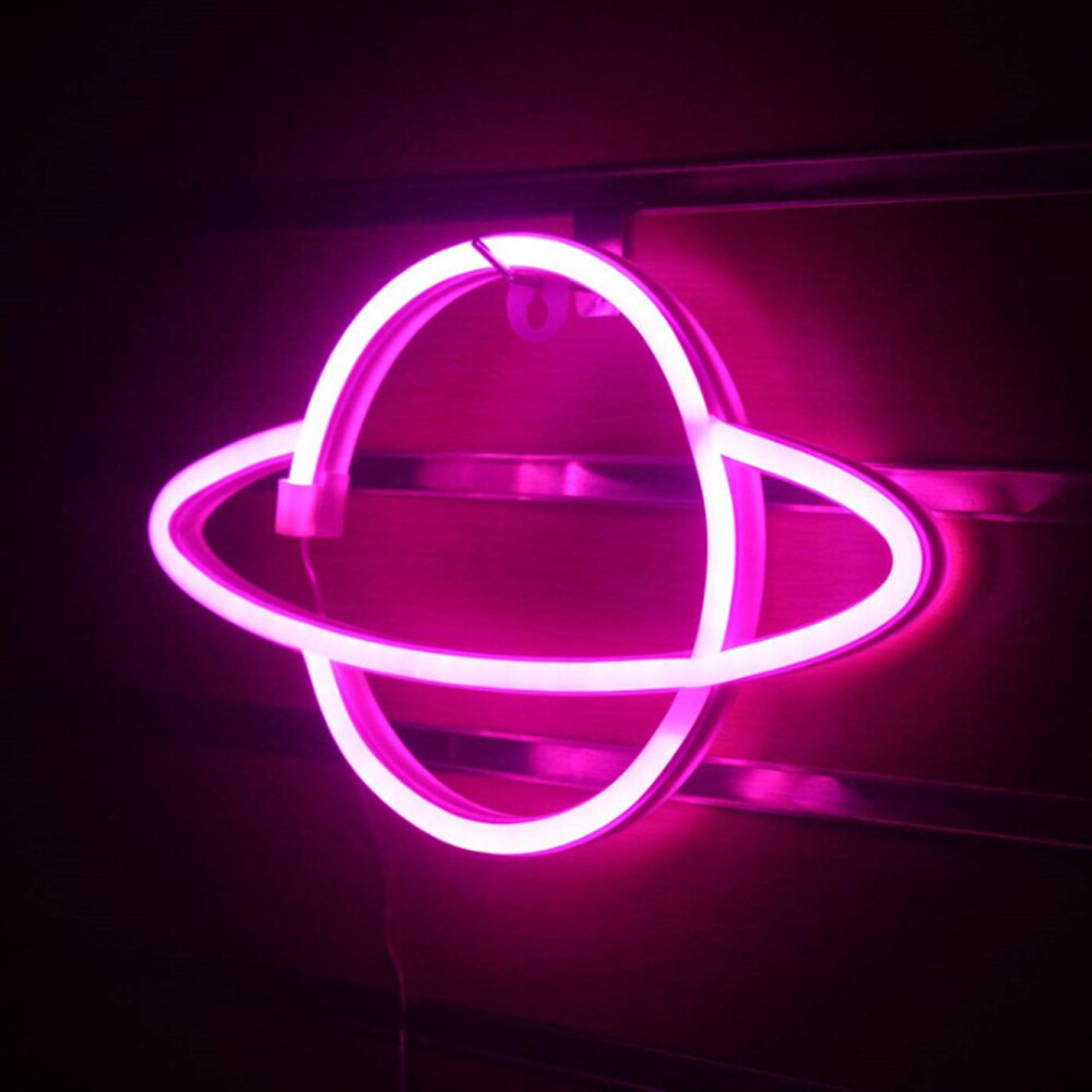 Led neon skylt ljus universum panel vägglampa hängande led neon ljus vägglampa för hem fest rum dekor bar dekoration: Rosa