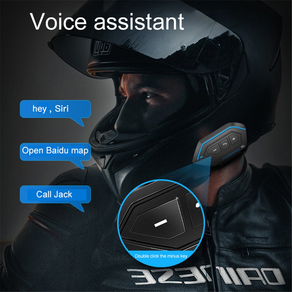 Helm Bluetooth Oortelefoon X6 Motorfiets Headset Bt Interphone Bluetooth Helm Intercom Stereo Headset Voor Mobiele Telefoon 2 Rider