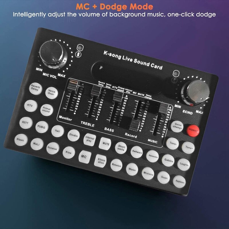 oben Angebote Audio- Rührgerät,Bluetooth Dj Rührgerät Bord, Stimme Wechsler Externe Live Soundkarte mit 18 Klang Effekte für Computer iPhone