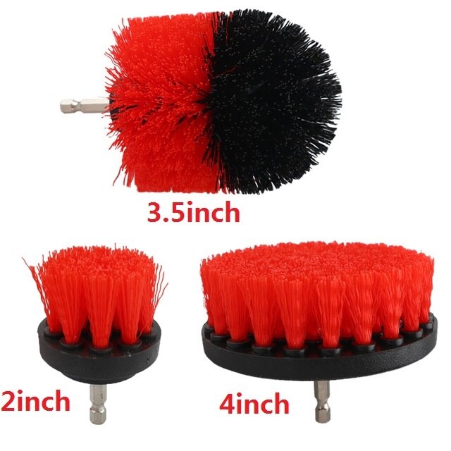 2/3.5/4/5'' Brush Attachment Set Power Scrubber Brush Car Polisher Bathroom Cleaning Kit with Extender Kitchen Cleaning Tools: 3pcs Red