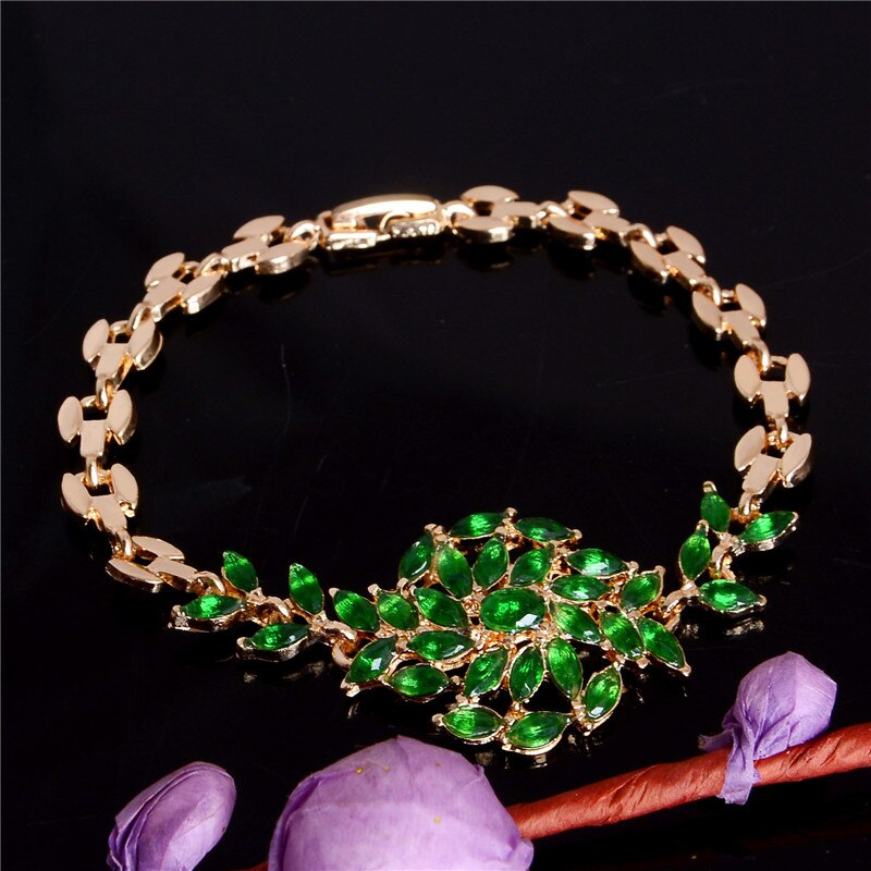 MISANANRYNE Gold Color Chain Shiny Austrian Crystal Beautiful Womens Bracelet Jewelry: 5