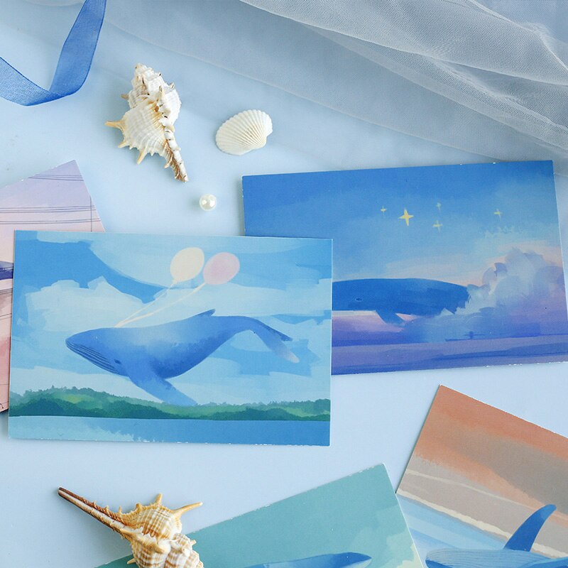 30 Stks/set Walvis Eiland Bronzing Postcard Hollow Wenskaarten Diy Journal Decoratie Briefpapier