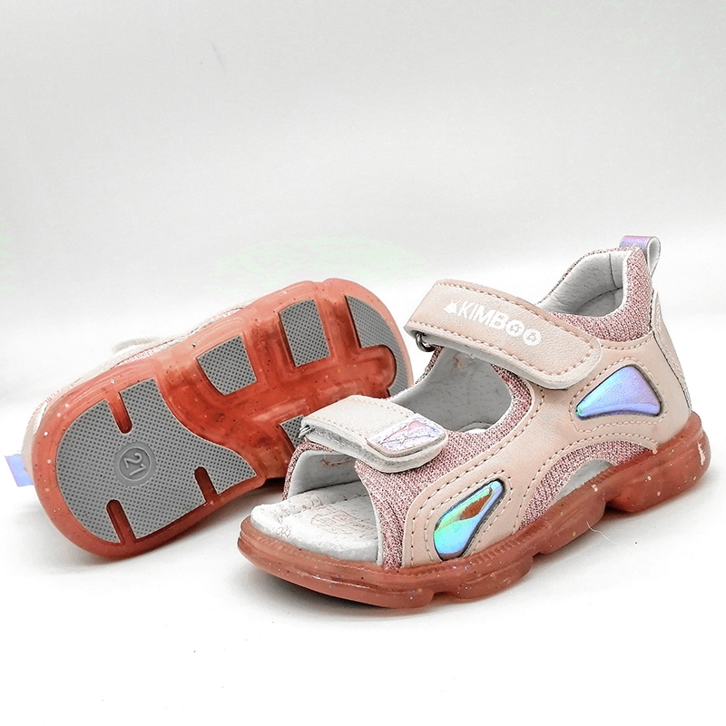 Sandali per ragazza ortopedici con supporto ad arco con paillettes in pelle PU scarpe per bambini rigide posteriori 13.2-16.2cm, scarpe per bambini antiscivolo