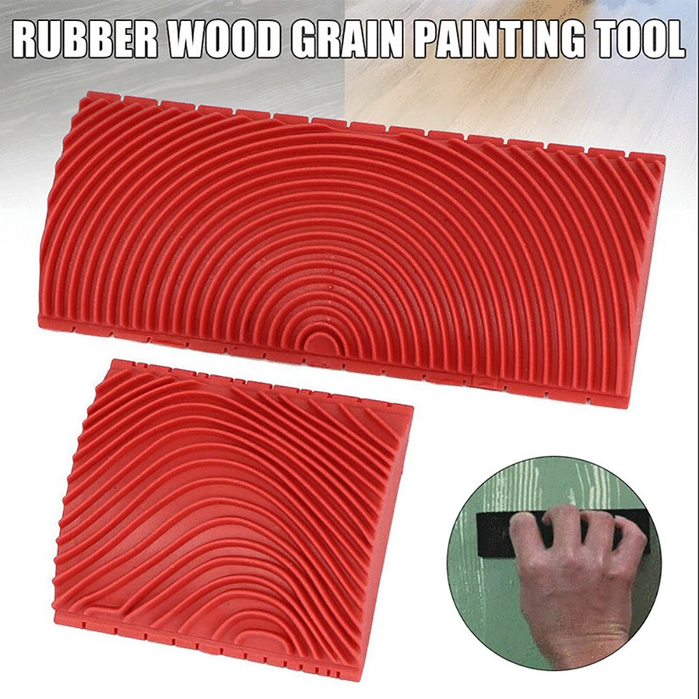 Outil de tamisage en bois, 2 pièces, Imitation créative, Grain de bois, peinture, rouleau, brosse, caoutchouc, tampon, peinture murale