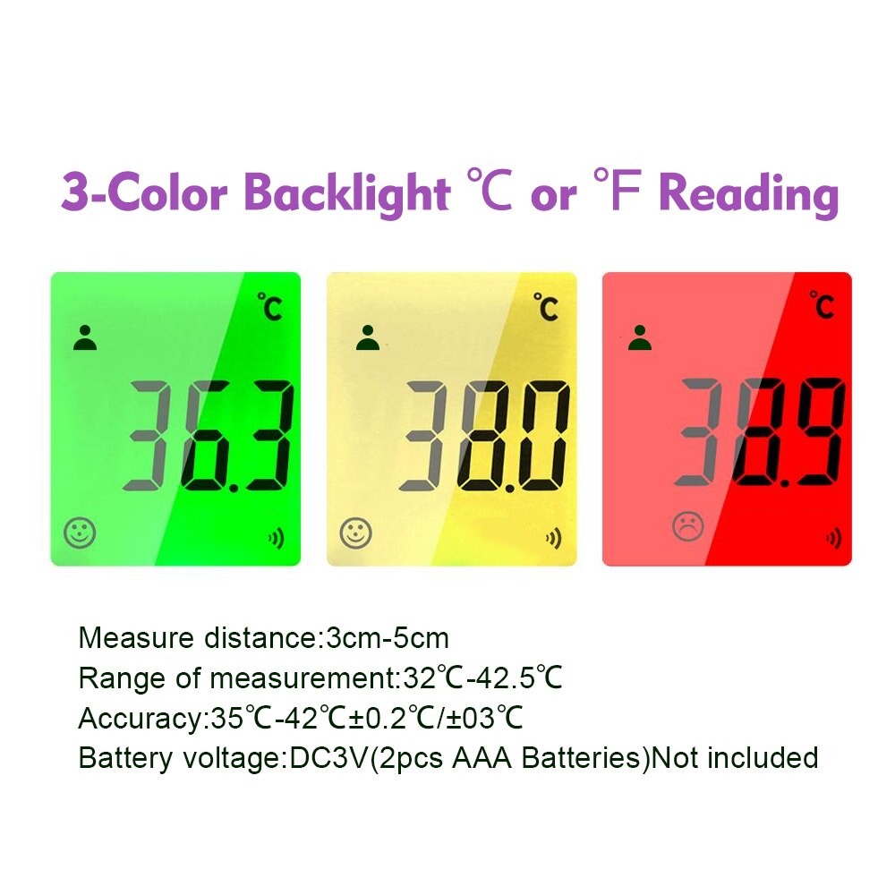 Digital Infrared Thermometer Temperature Gauge Non Contact Temperature Measurement Device 3-Color Backlight ℃ and ℉ Reading