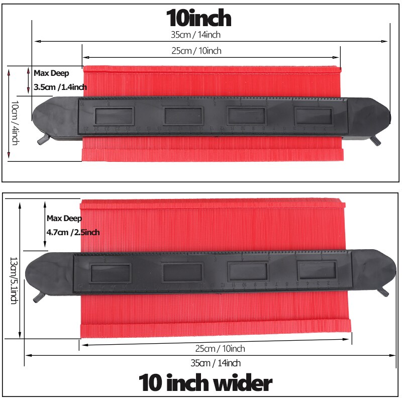 5/10 inch Multi-functional Contour Profile Gauge Laminated Tiles Tiles Edge Shaping Wood Measure Ruler Contour Gauge Duplicator