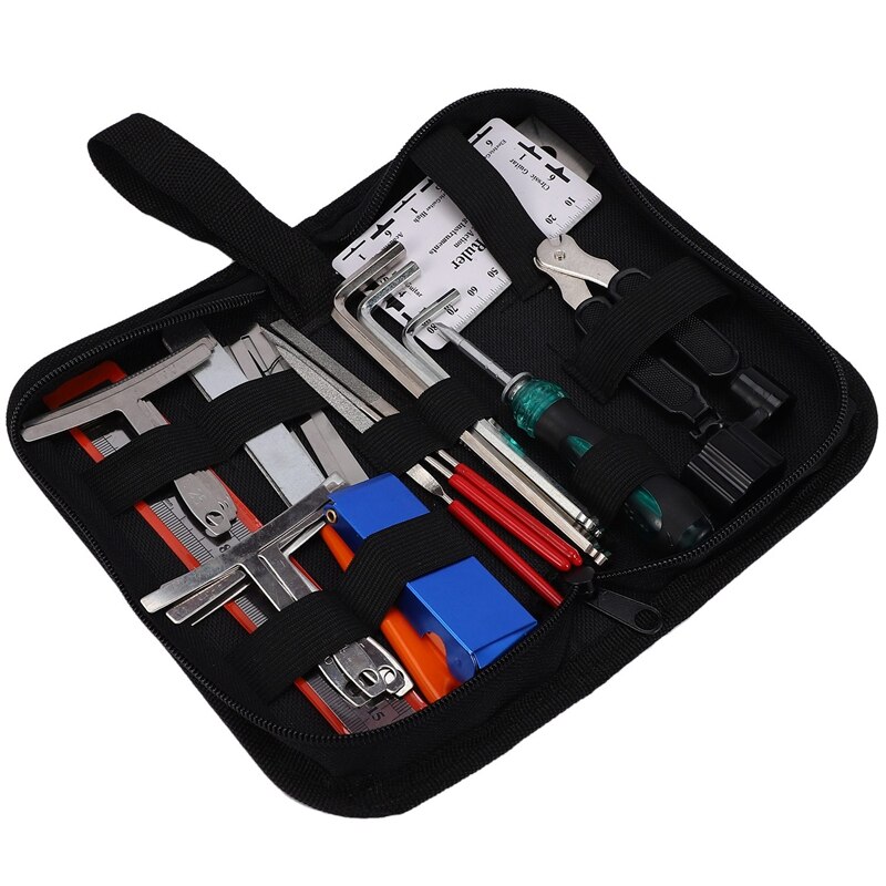 Guitar Tool Kit Repairing Maintenance Tools String Organizer String Action Ruler Gauge Measuring Tool Hex Wrench Set Files Finge: Default Title