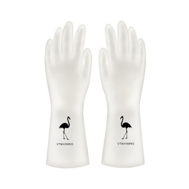 Housework girl waterproof and transparent white rubber latex dishwashing gloves kitchen durable cleaning trivial tools: B / S