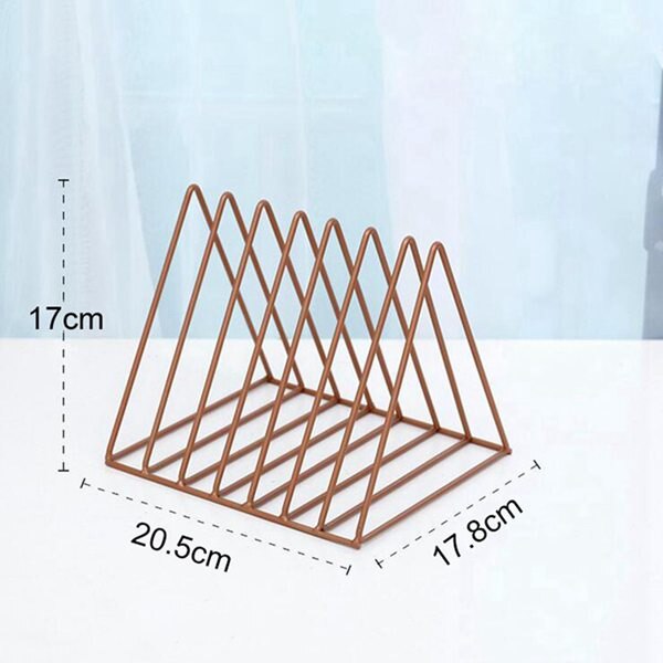 Nordisk triangel enkel smidesjärn skrivbord lagringshylla hylla fil tidskrift bokstöd kontor rack brevpapper arrangör hållare