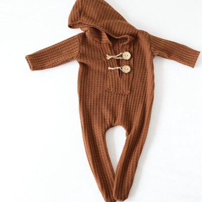 Tøj til nyfødte fotografering rekvisitter tøj til fødte baby fotoshoot tøj dreng romper kostume bebe foto tilbehør: Brun