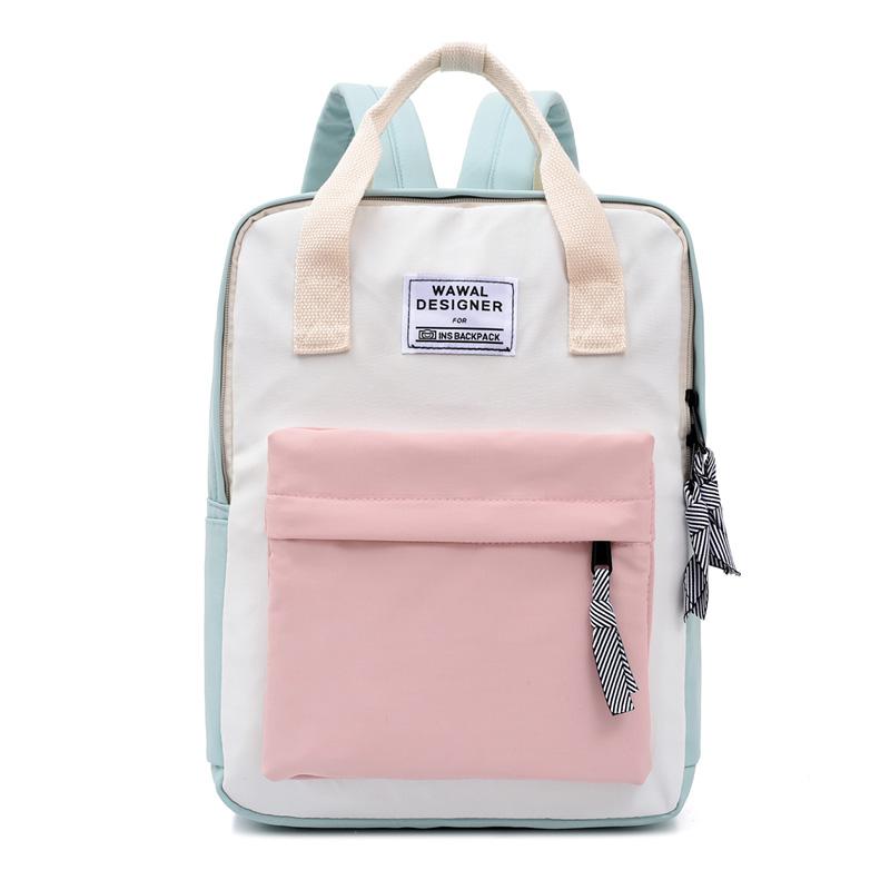 Casual Backpack Canvas Women Backpacks Korean Travel Shoulder Bags Student Primary School Bags For Teenage Girls: Green