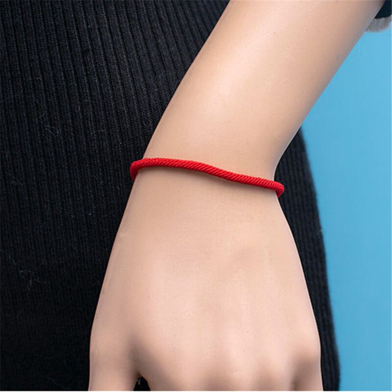 offre spéciale 1 pc Rouge Fil Chaîne Bracelet Chanceux Rouge Noir Corde À La Main Bracelet Pour Femmes Hommes Bijoux Amant couple