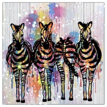 Ppyy -fire kun zebra - maleri dyr lærred farverig heste dekoration abstrakt kunst hjem dekorationer væg klar til at hænge
