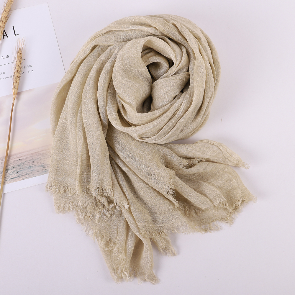Bufanda de de lujo para mujer, chal de playa, bufandas de algodón a la para mujer, Bandana pashmina musulmana, hijab silenciador, Otoño Invierno: Caqui