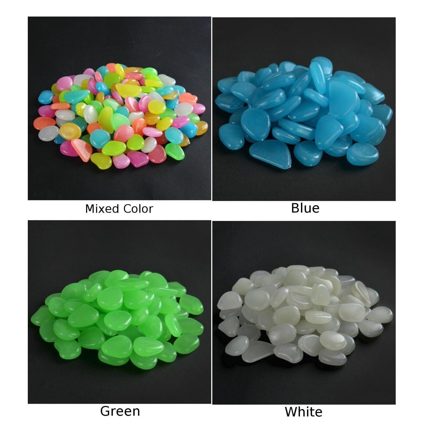 100pcs Resin Garden Fish Tank Artificial Luminous Stones Rock Set 2-3cm