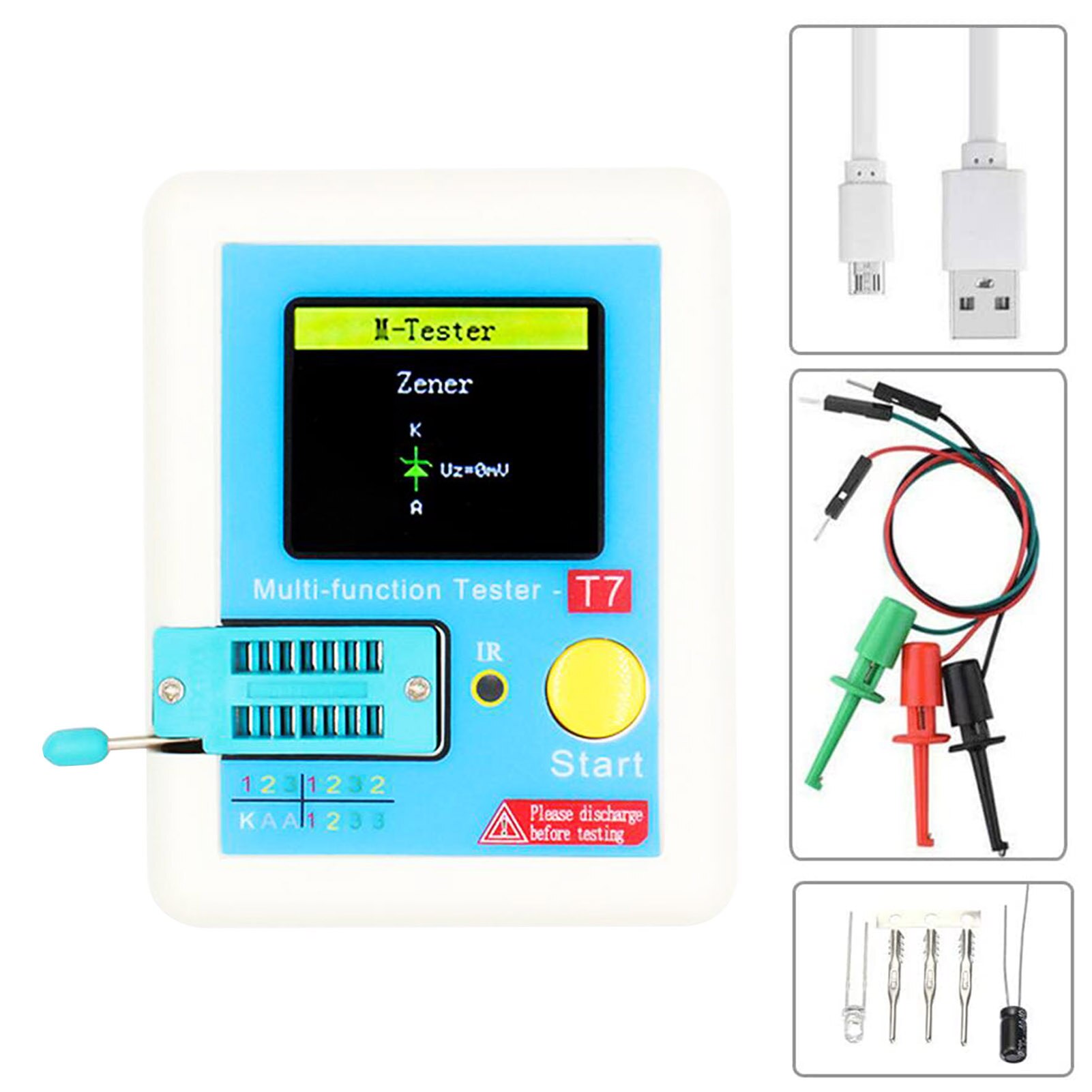 Transistor Tester TFT for Diode Triode Capacitance Meter LCR ESR Meter NPN PNP MOSFET IR Multifunction LCD Display Checker