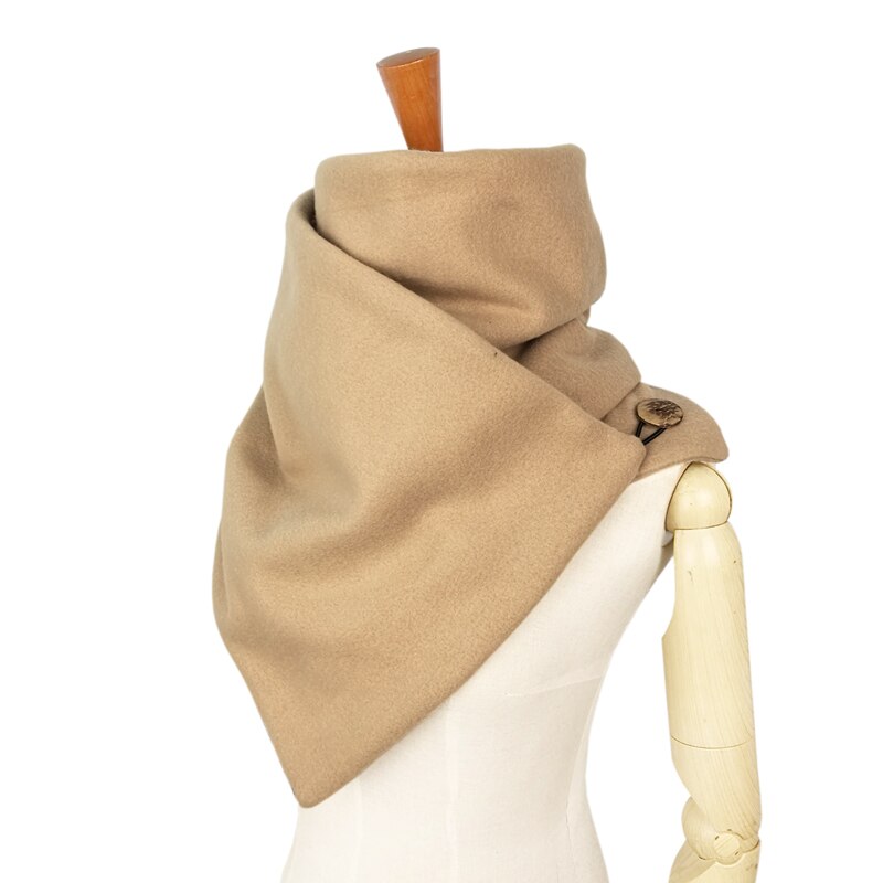 Hooded scarf Neck warmer Cowl scarf Women men Winter Scarves and hooded snoods loop button by Couverture echarpe: camel