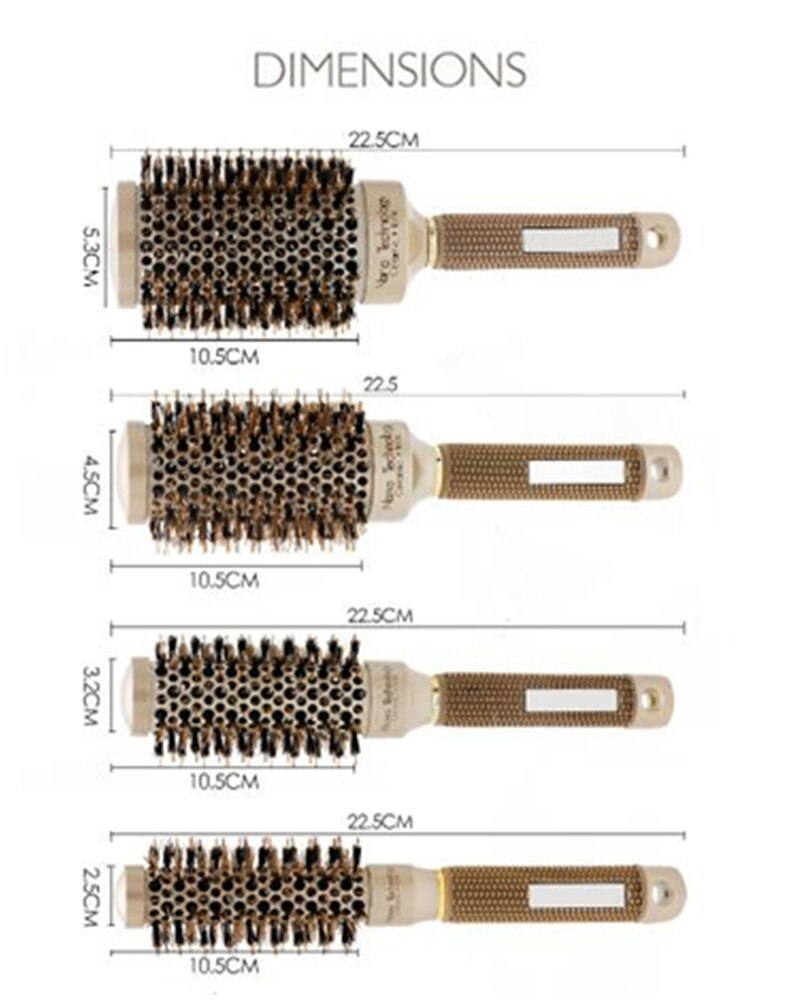Brosse à cheveux Nano, peigne à canon rond ionique en céramique, outil de coiffure pour Salon de coiffure, 30 #216, 1 pièce/4 pièces, nouveauté